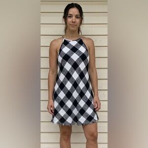 Cloth & Stone Black/White Plaid Halter Mini Dress Size Small